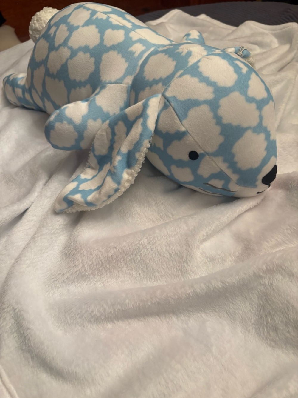 Pillowfort Blue and White Cloud-Print Weighted Plush Bunny